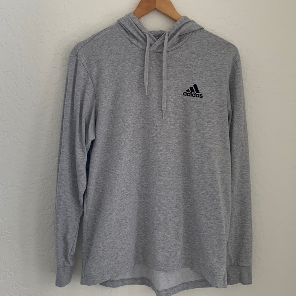 Adidas Sz M Gray Pullover Sweatshirt Hooded Logo NEW Long Sleeve